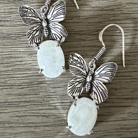 0117 Rainbow Moonstone Ethnic Handmade Earrings Silver Gemstone Jewelry - Picture 4 of 11